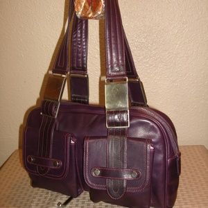 KALE Dark Purple Soft Leather Suede Lined Satchel